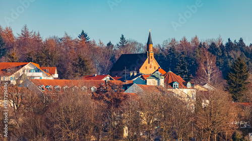 Chapel made of bricks on a sunny winter day at Bad Griesbach, Passau, Bavaria, Germany