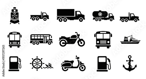 Collection of Transportation Icons Vector Illustration.