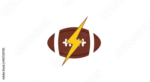 American Football Icon with Lightning Bolt Symbol.