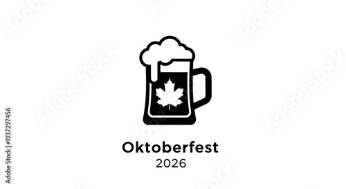 Oktoberfest 2026 beer mug with leaf design.