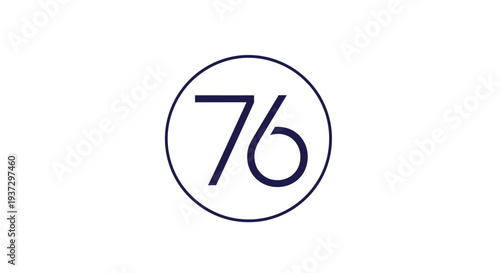 Simple blue circle with the number seventy six inside.