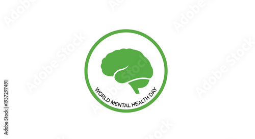 World Mental Health green brain logo symbol.