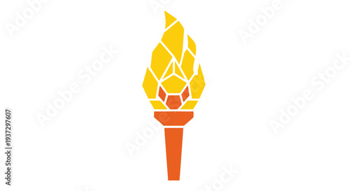 Olympic torch illustration with vibrant yellow flame.