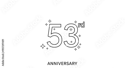 53rd Anniversary Celebration Design with Sparkling Stars.