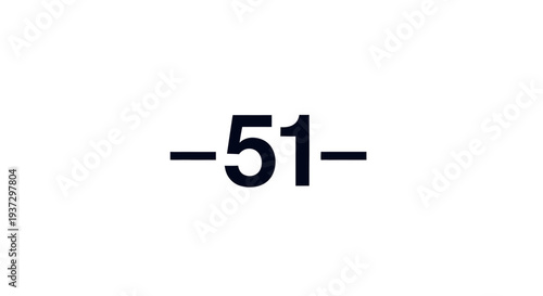 Simple black number fifty one on white background.