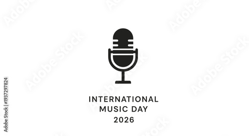 International Music Day 2026 microphone logo design.