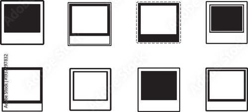 Polaroid photo frame vector set isolated on white background. Vintage instant photo frame collection.