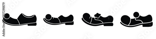 Clown Shoes Silhouette Vector Set – Funny April Fools Day Footwear Icons for Humor, Circus, Comedy, Prank Design, Posters, Stickers, and Celebration Graphics