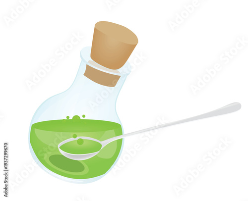 Syrup poured to spoon. vector