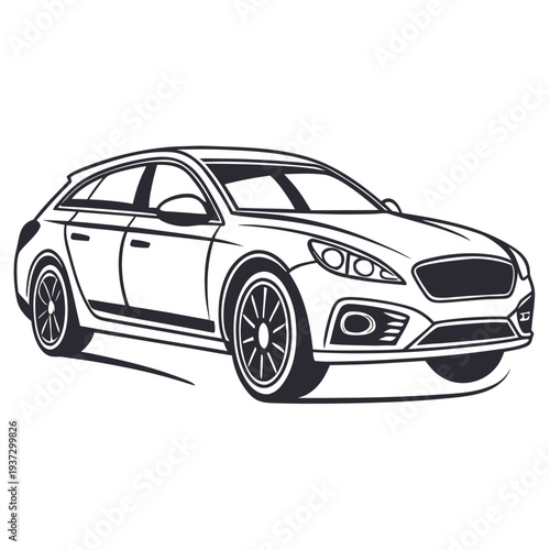 Sleek modern car in dynamic motion on open road