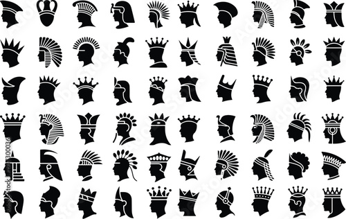 Crown Collection Silhouette Icon Set Royal Crown Typography Silhouette Icon Pack