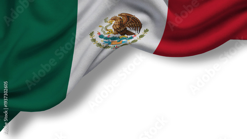 The vibrant colors of the Mexican flag shine brightly in the sunlight during a festive celebration of Independence Day. The green, white, and red represent national pride and history.