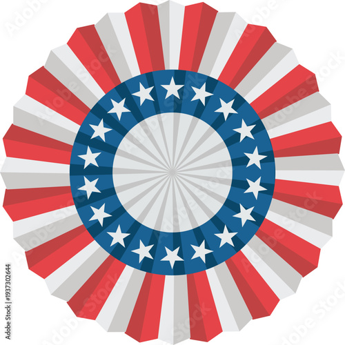 American rosette decoration with stars and stripes for patriotic celebration