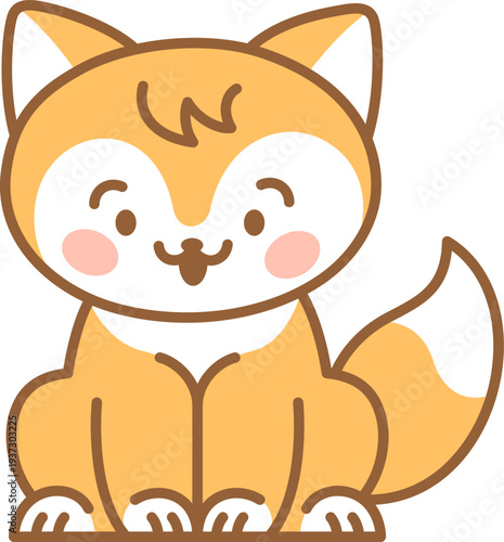Smiling fox kawaii icon. Cute japanese animal