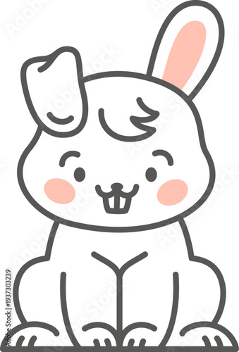 Bunny icon in japanese kawaii color line icon