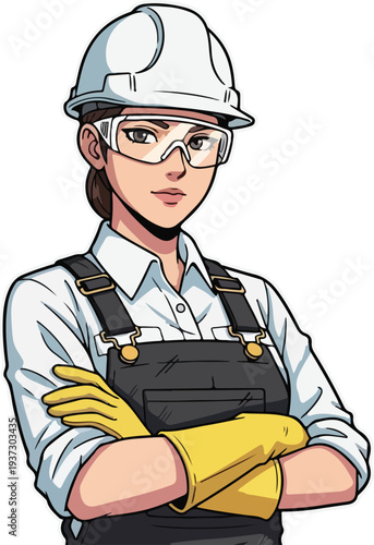 Professional in Safety Gear: A determined construction worker stands confidently, showcasing protective gear, ready to ensure safety.