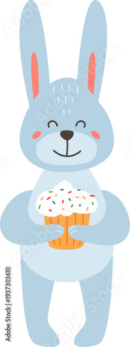 Rabbit hold traditional Easter cake sweet pastry