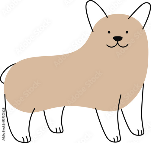 Corgi doodle. Cute pet drawing. Adorable puppy