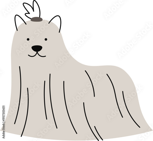 Maltese dog color doodle. Hand drawn pet