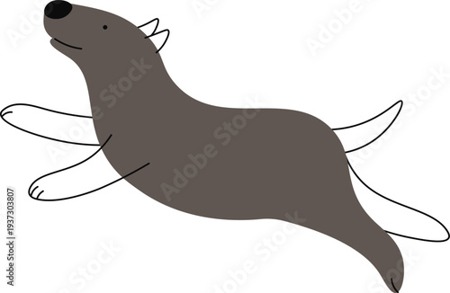 Jumping dog doodle. Hand drawn happy puppy