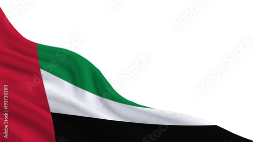 The flag features horizontal stripes of red, green, white, and black, symbolizing the United Arab Emirates' unity, history, and cultural values, displayed with pride during national celebrations.