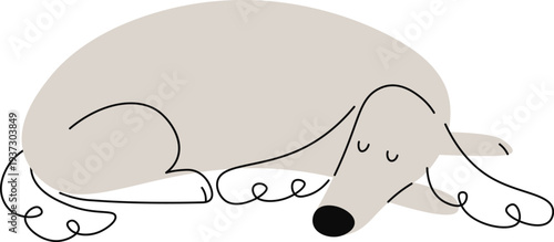Sleeping irish setter. Cute dog doodle drawing