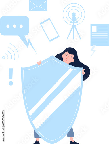 Overwhelmed person guard from digital communication. Burnout concept