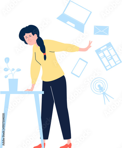 Digital information overload. Woman refuse social communication