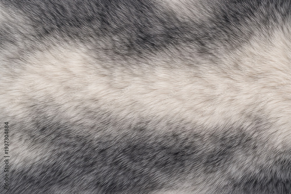 Fototapeta premium Husky Fur Texture Seamless Pattern. Close-up Husky Dog coat detail. Domestic canine fur surface design. Realistic husky fur texture background. Detailed dog fur macro close-up. Malamute Fur.