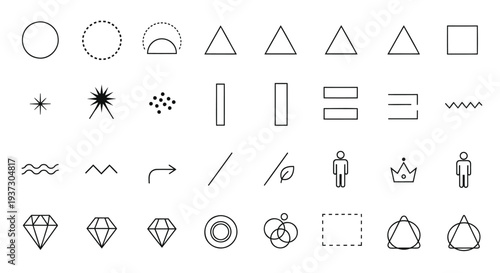 Set of 25 geometric icons vector