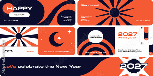 New Year 2027 Celebration – Bold Geometric Designs, Vibrant Festive Graphics, Inspiring Messages & Modern Artwork for Holiday Greetings and Event Promotions