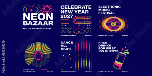 Neon Bazaar New Year 2027 – Electronic Music Festival with DJs, Dance All Night, Neon Graphics, Free Drinks & High‑Energy Nightlife Celebration