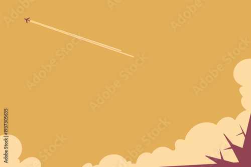Airplane flying high in the sky with contrails, aviation travel concept