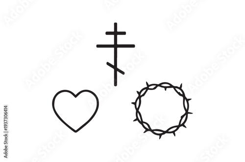 A heart crown of thorns and eastern orthodox cross illustration
