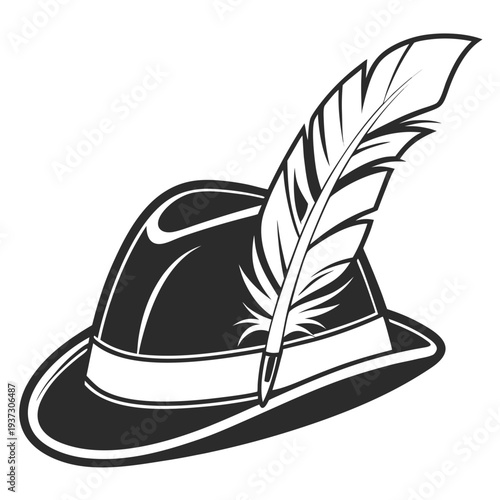 Elegant black hat with stylish feather accessory