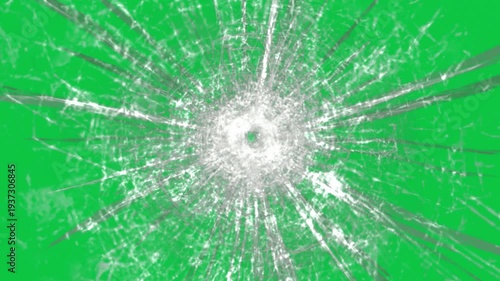 Bullet Gun Shot Glass Breaking Effect Animation on Green Screen
