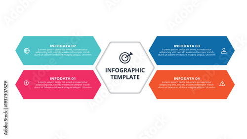 Essential infographic with 4 steps, options, parts or processes. Business data visualization.