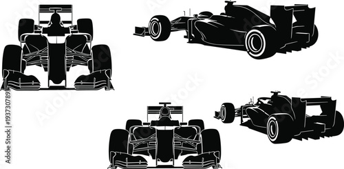 Mountain peaks, racing cars, snowboarder silhouettes, hiking travelers, and abstract colorful nature design elements outdoor adventure vector illustration collection