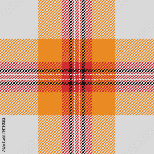 Shape texture plaid textile, conceptual check background pattern. Japan vector seamless tartan fabric in gainsboro and orange colors.