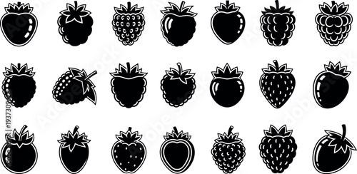 Collection of 20 black and white beetle illustrations