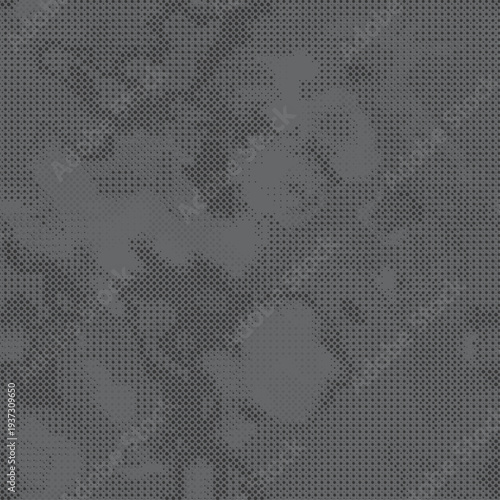 Full Seamless halftone camouflage pattern with earthy retro mood. Anthracite gray dot print builds a warm background for fabric, wallpaper, wrapping, outdoor apparel, and rustic design.