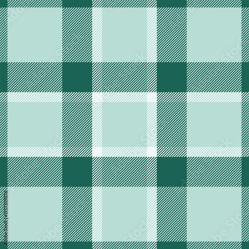 Aged textile pattern fabric, perfect seamless check tartan. Packaging vector texture plaid background in light and teal colors.