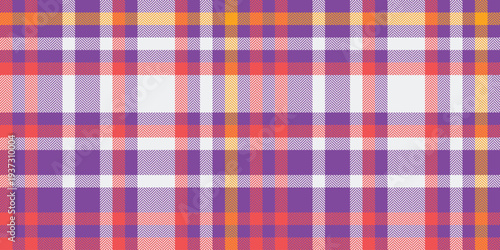 2026 vector seamless tartan, customize fabric plaid background. Wide check textile pattern texture in purple and white colors.