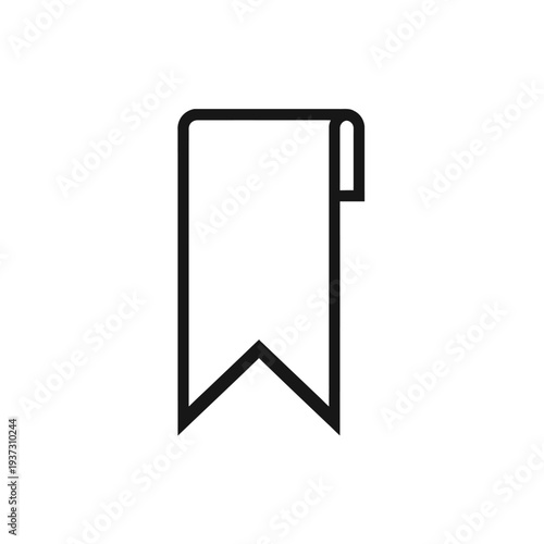 Minimalist black outline bookmark icon for saving pages, marking favorites, and quick reference. Ideal for user interfaces, web design, mobile apps, and digital platforms requiring save or tag functio