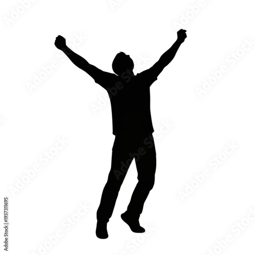 Man in a celebratory happy pose isolated on transparent background.