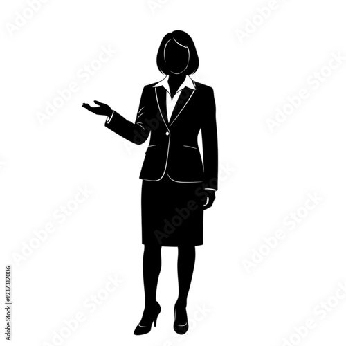 Businesswoman in a suit gesturing isolated on transparent background.