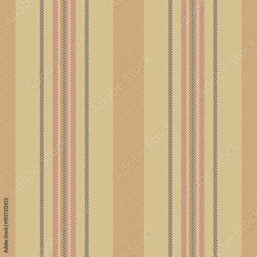 Prand background pattern stripe, duvet vector lines vertical. Sallpaper seamless textile fabric texture in amber and orange colors.