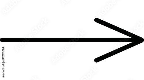 A black, right-pointing arrow is centered on a white background, indicating direction
