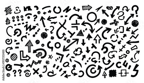 A collection of various symbols arrows and punctuation marks