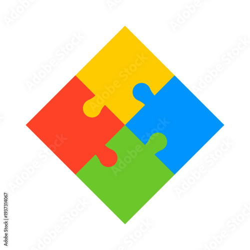 Multicolored Jigsaw Puzzle isolated on White Background vector illustration